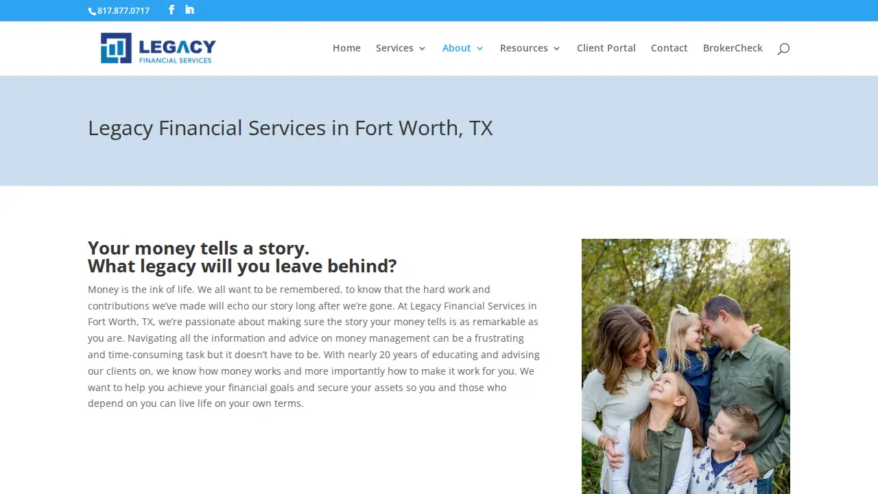 Legacy Financial Services page