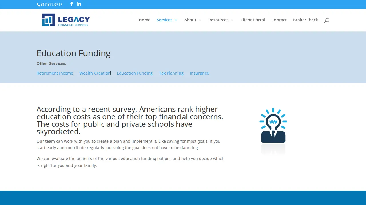 Legacy Financial Services page