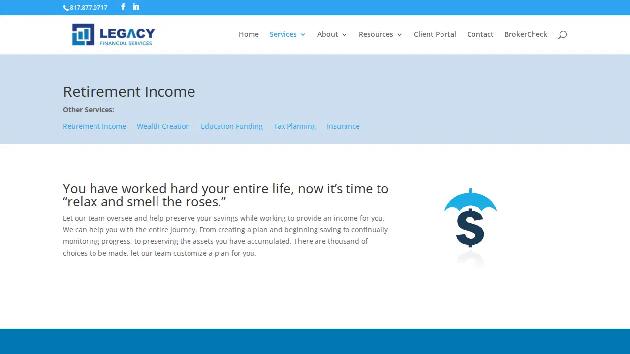 Legacy Financial Services page