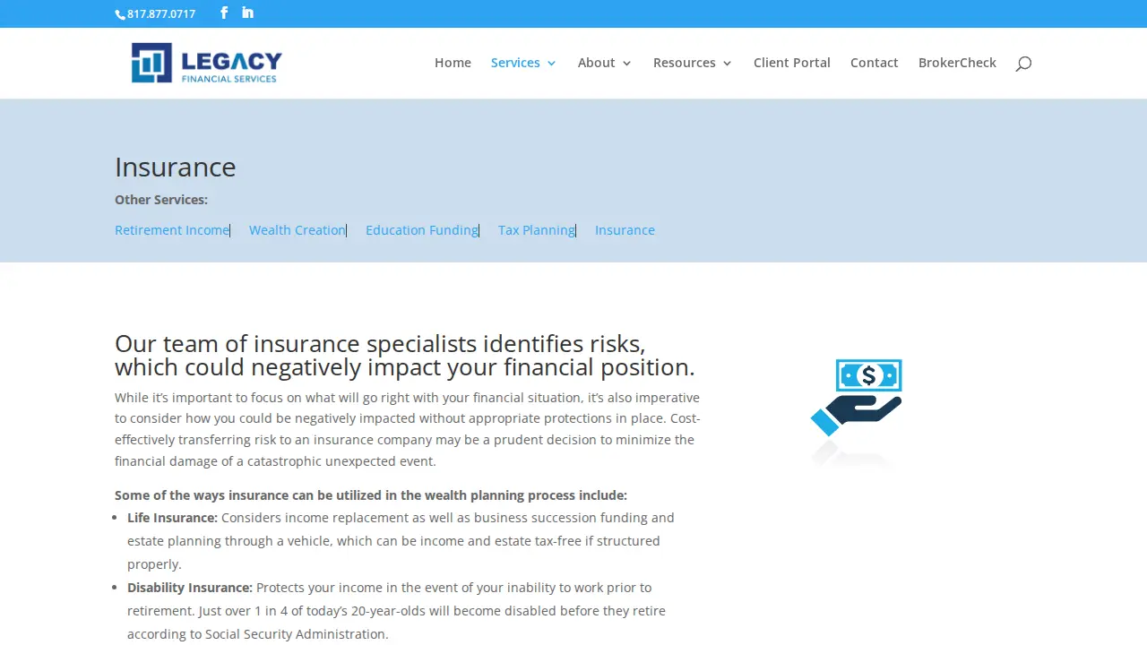 Legacy Financial Services page