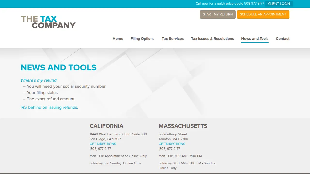 The Tax Company page