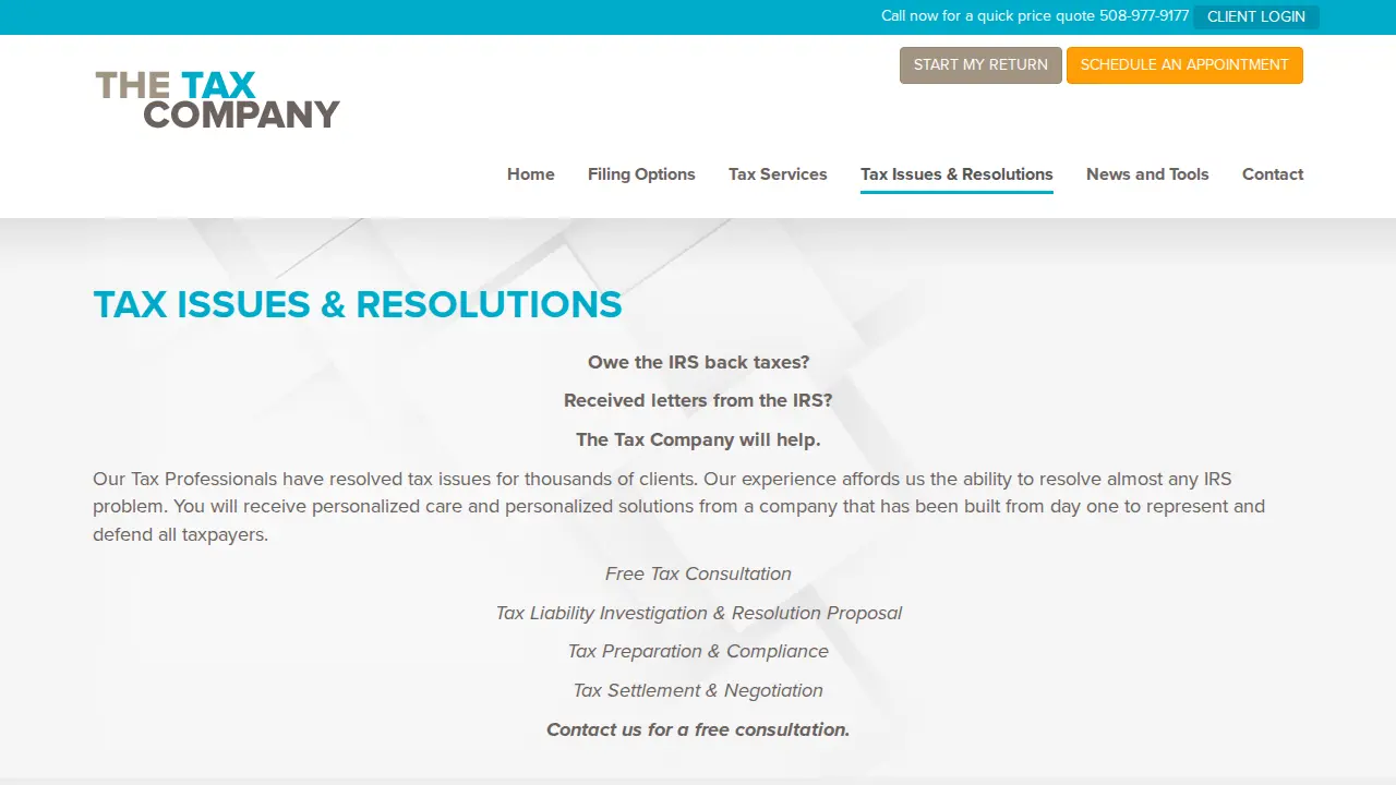 The Tax Company page