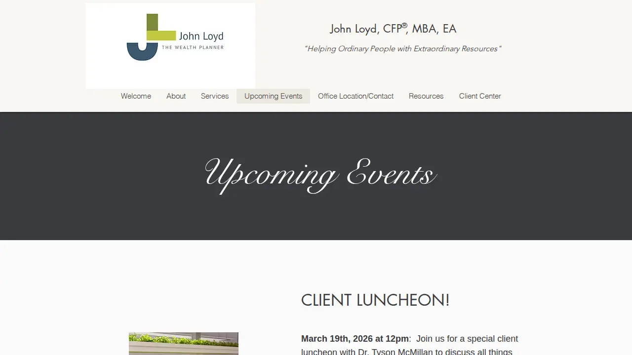 The Wealth Planner page