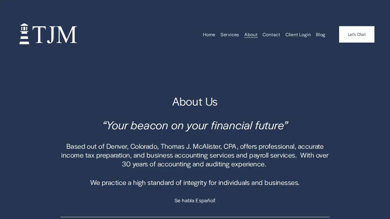 Thomas J. McAlister, P.C., CPA | Accountant Denver | Tax Preparation Denver page