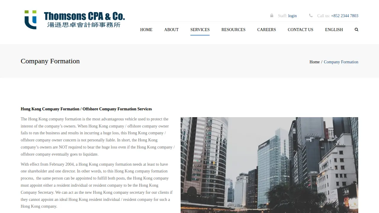 Thomsons CPA & Co. page