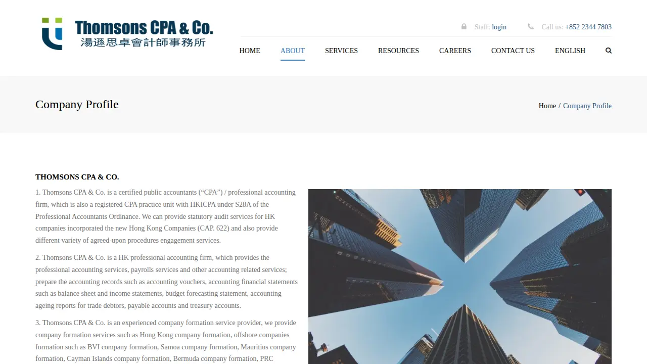 Thomsons CPA & Co. page