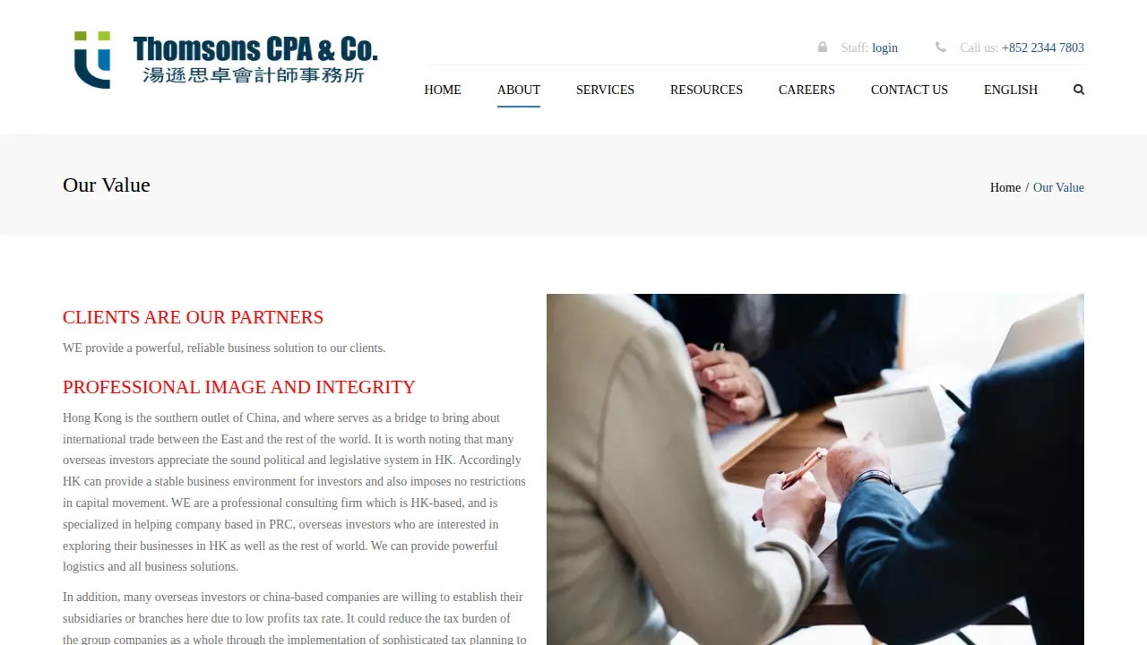 Thomsons CPA & Co. page