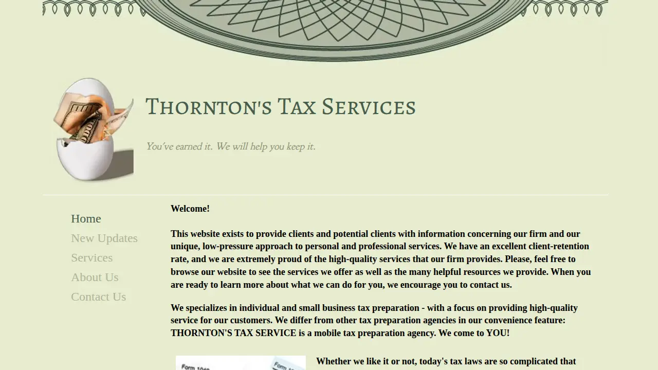 Thornton's Tax Services website