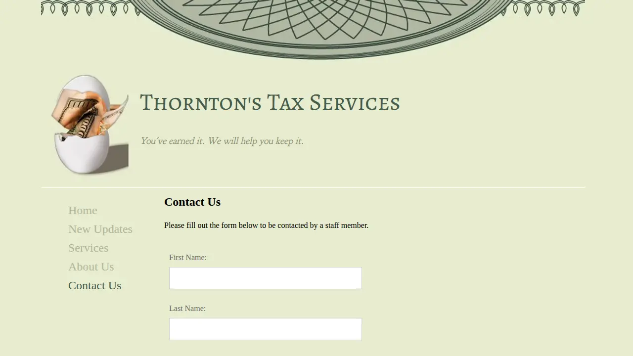 Thornton's Tax Services page