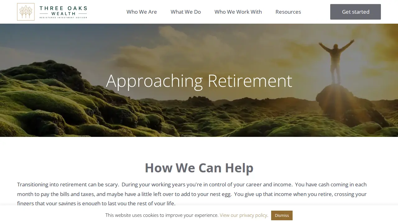 Three Oaks Wealth page