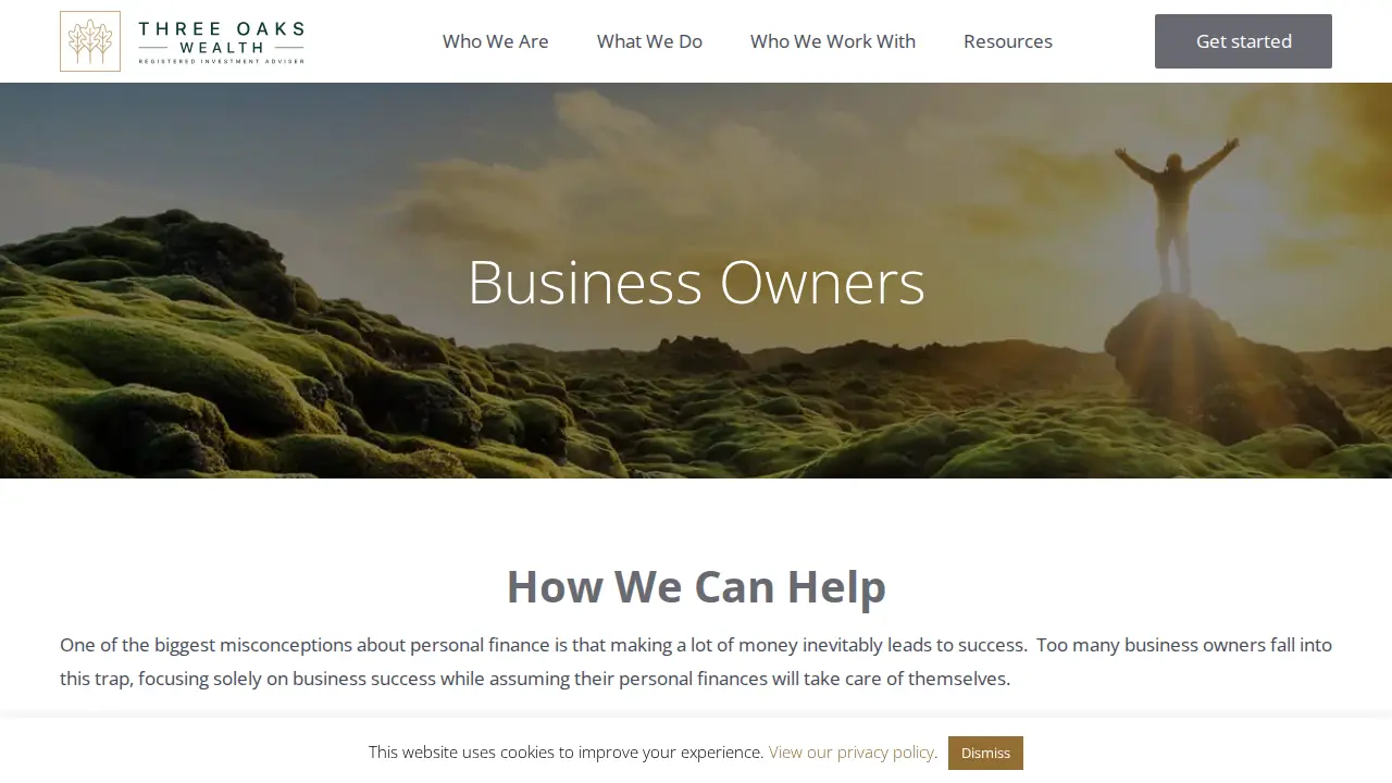 Three Oaks Wealth page