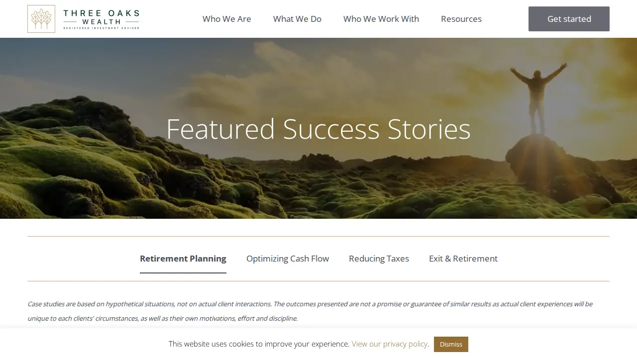 Three Oaks Wealth page