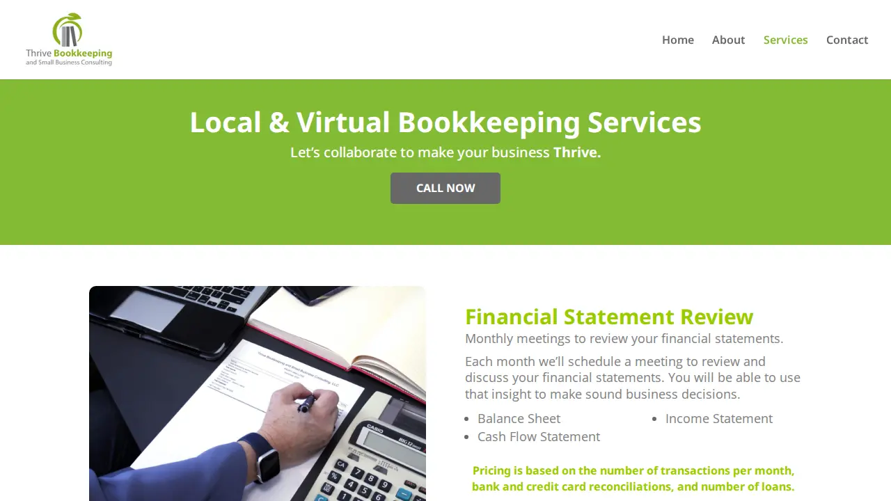Thrive Bookkeeping and Small Business Consulting, LLC page