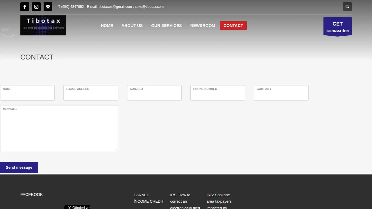 Tibotax Tax and Bookkeeping Service page