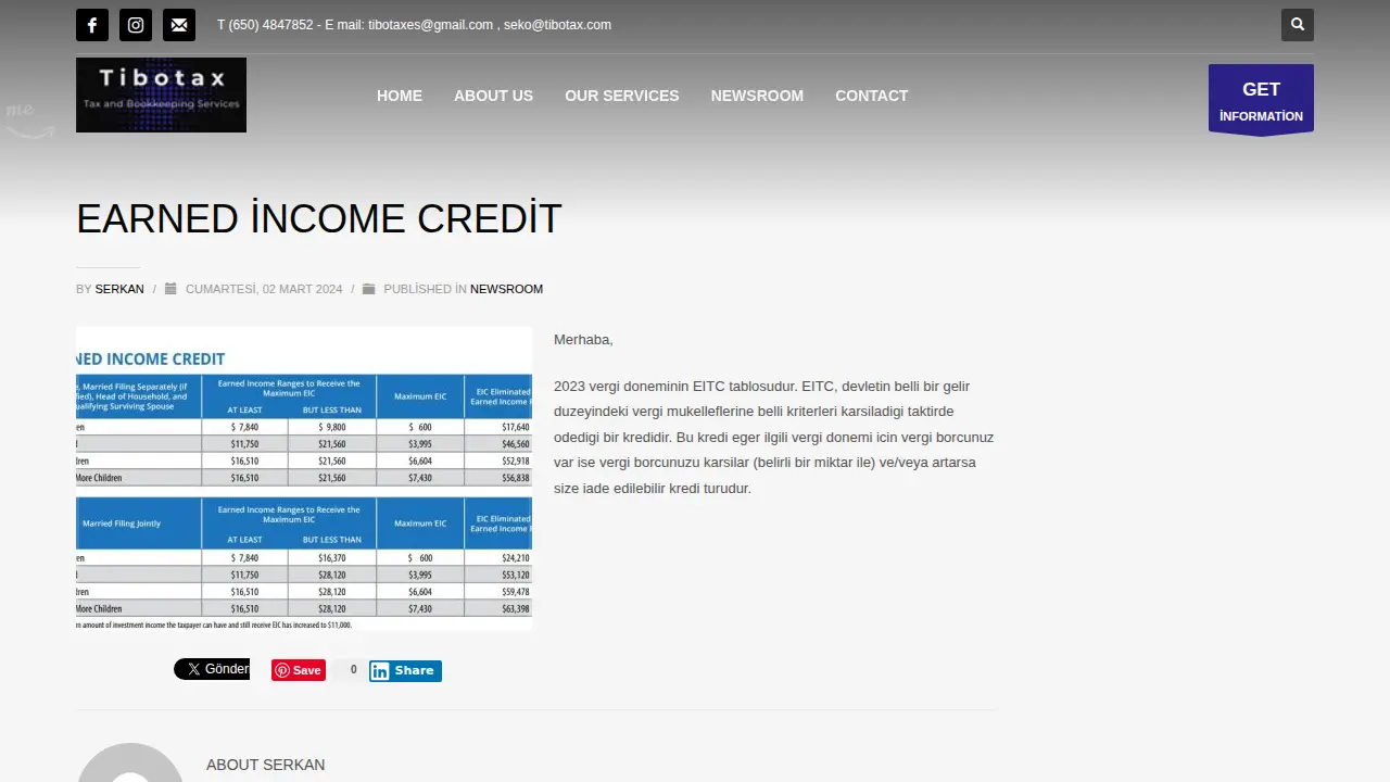 Tibotax Tax and Bookkeeping Service page