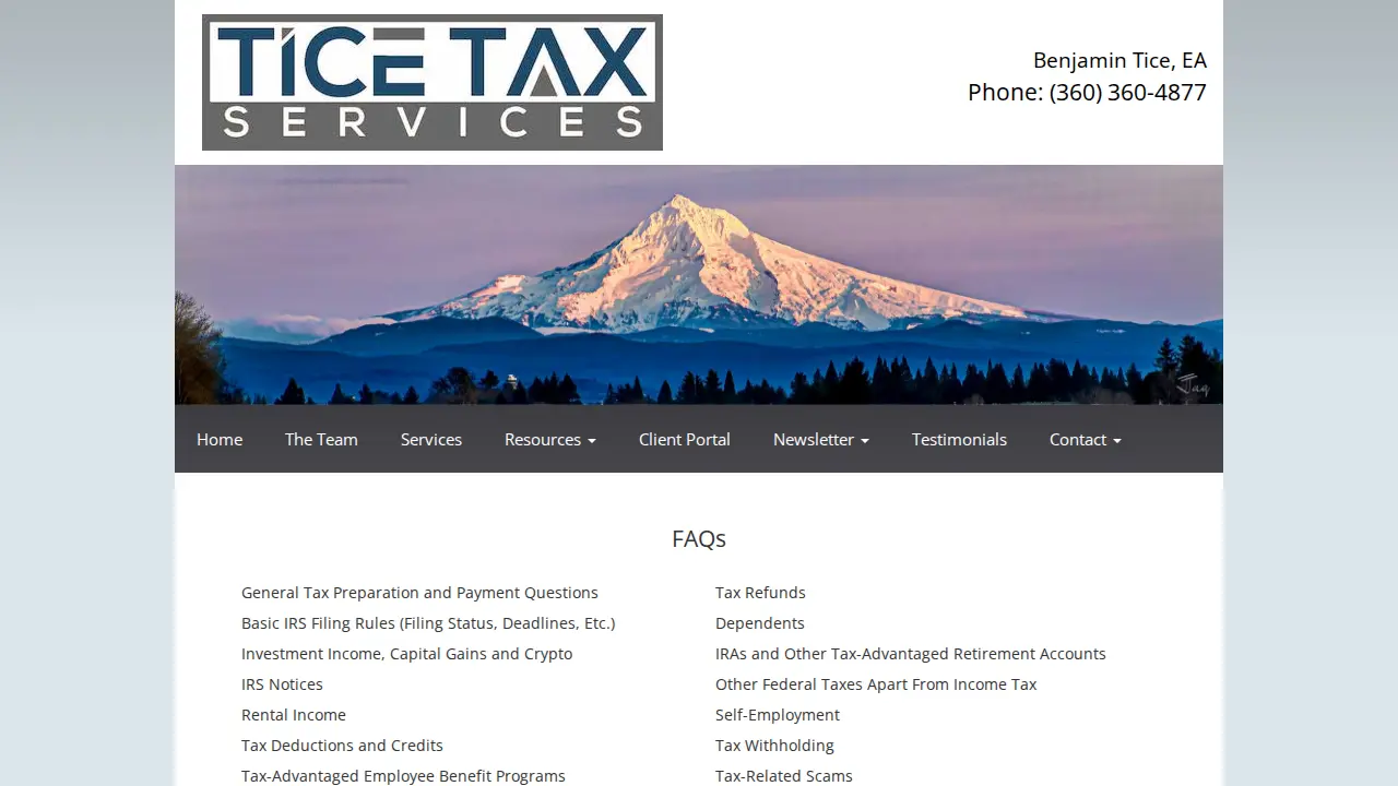 Tice Tax Services Inc. page