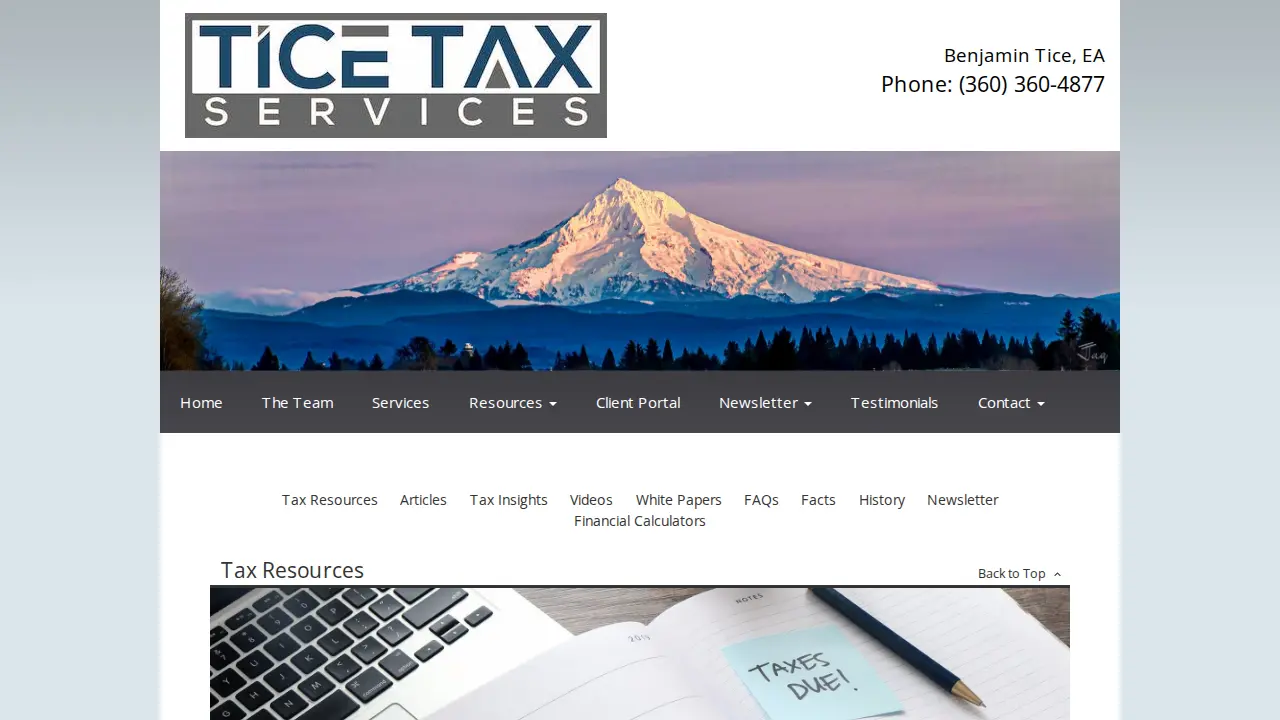 Tice Tax Services Inc. page
