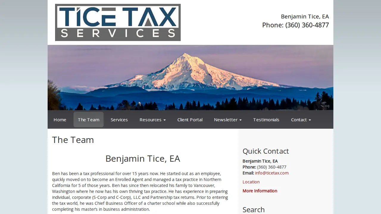 Tice Tax Services Inc. page
