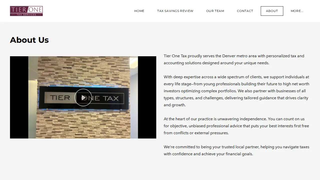 Tier One Tax page