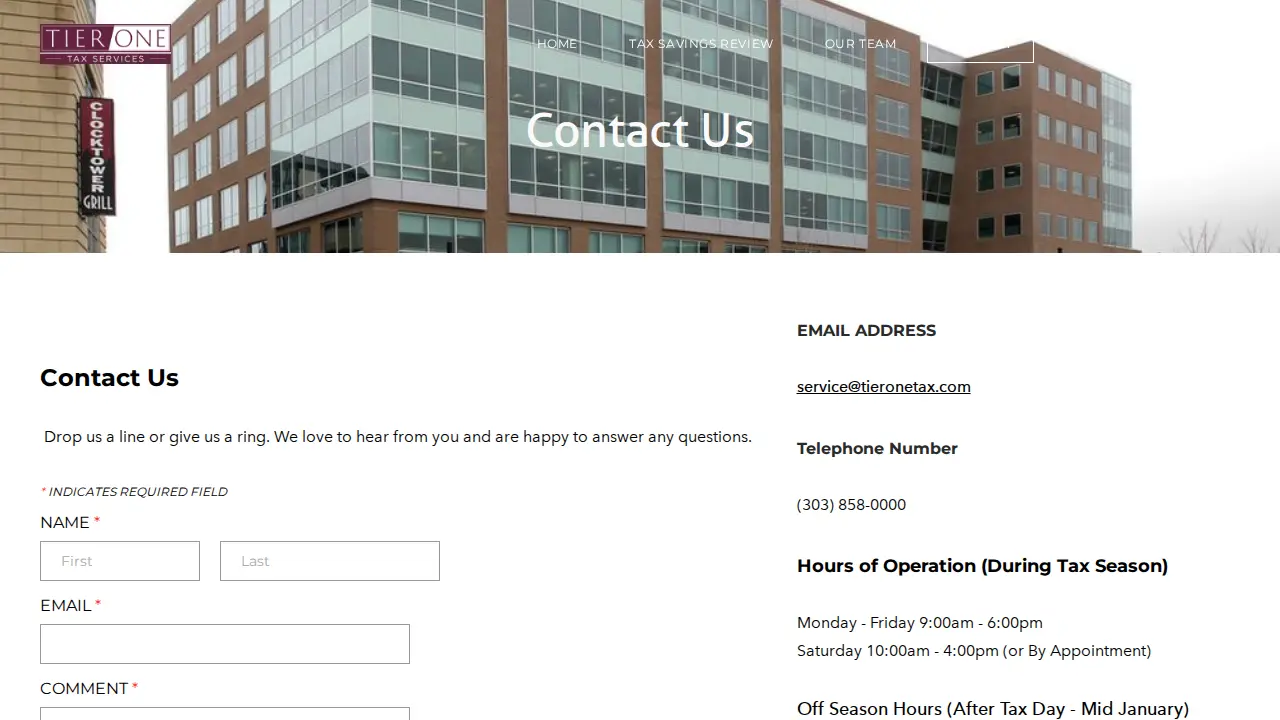 Tier One Tax page