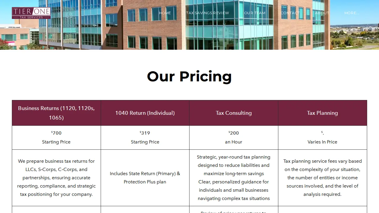 Tier One Tax page