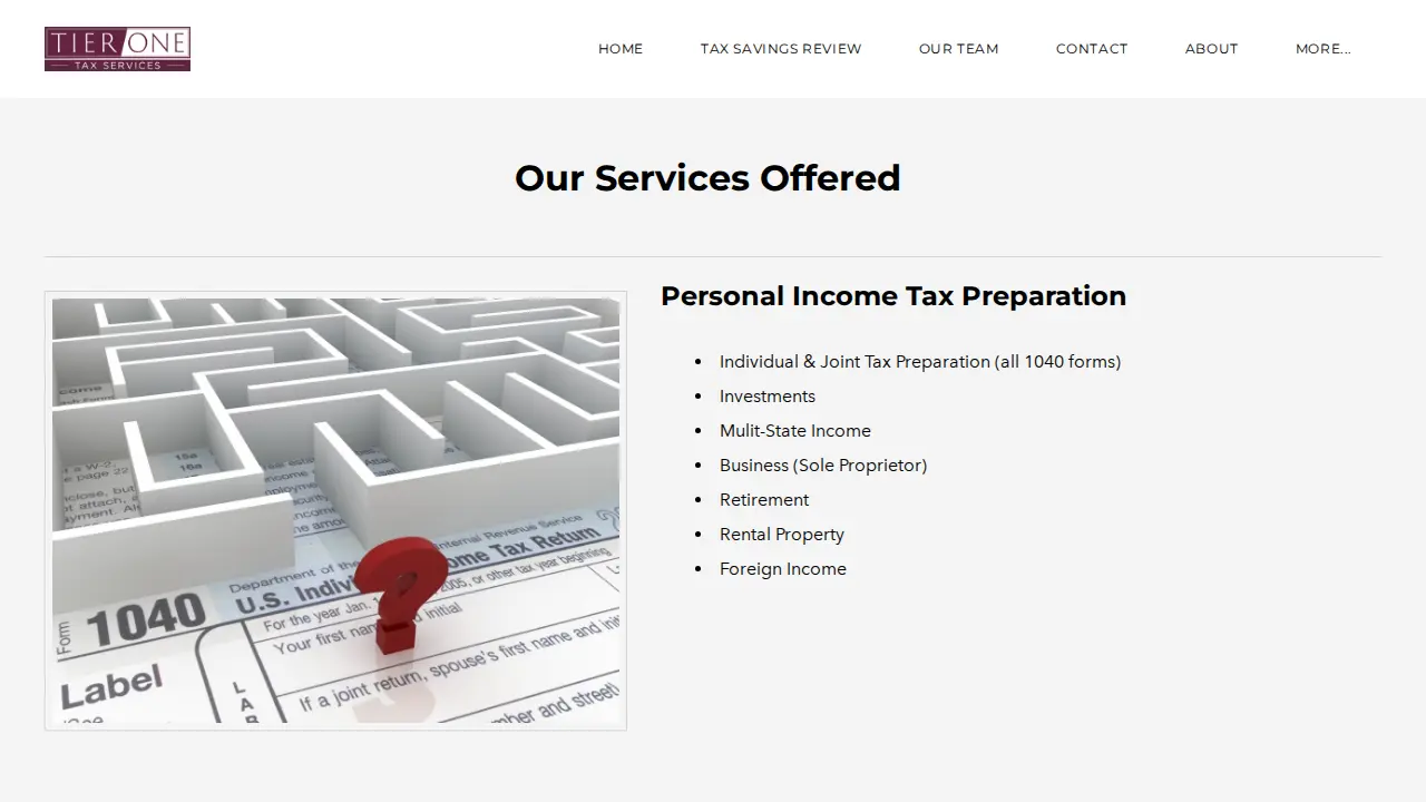 Tier One Tax page