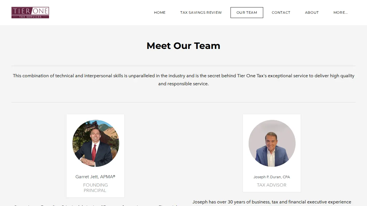 Tier One Tax page