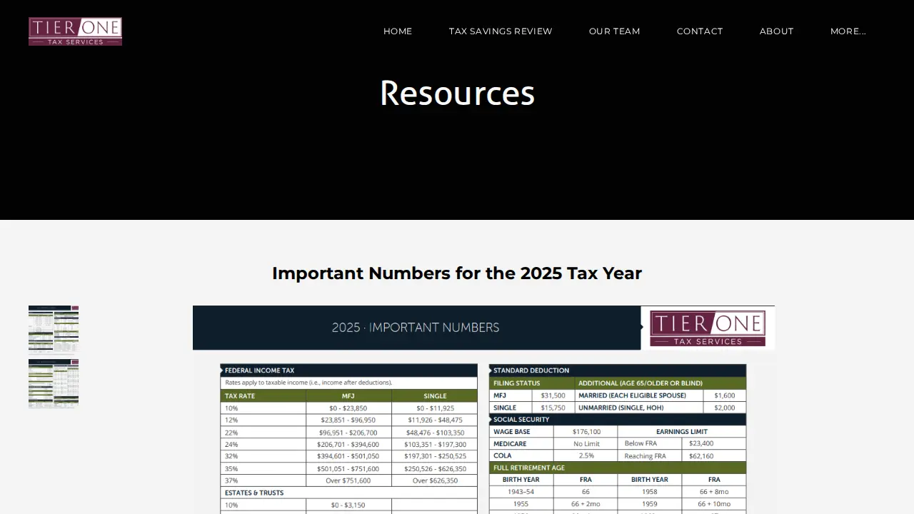 Tier One Tax page