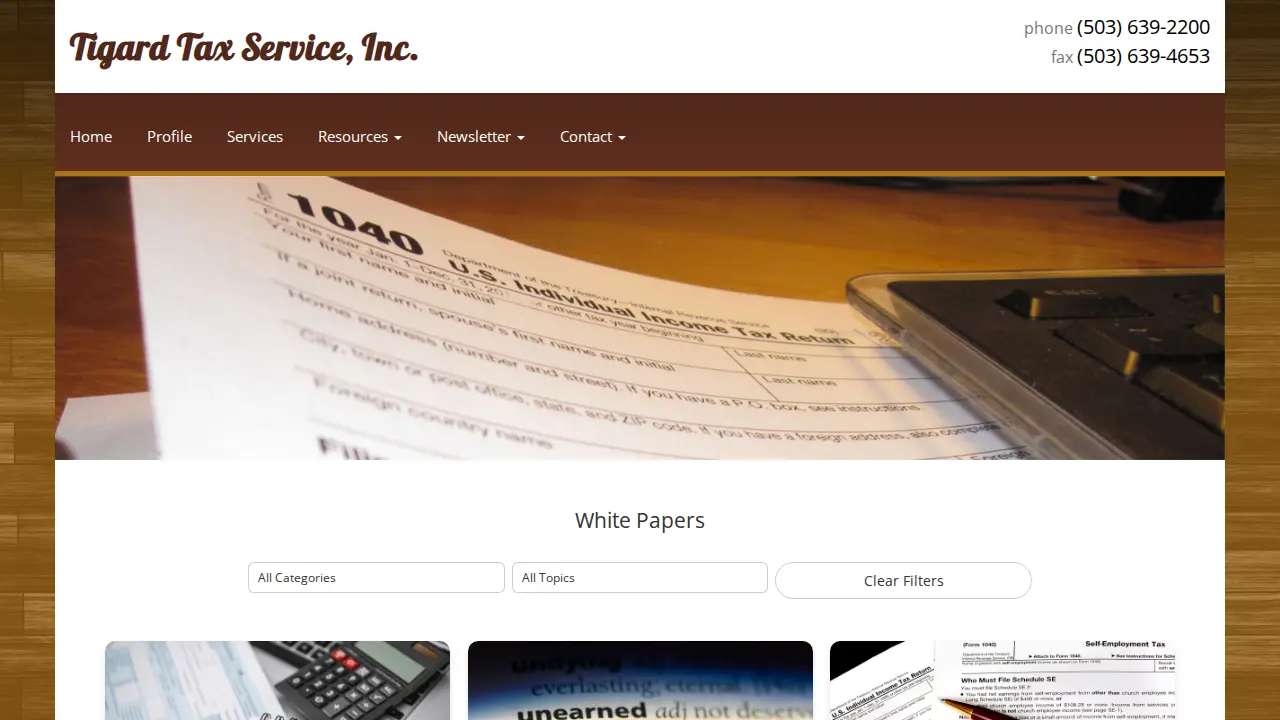 Tigard Tax page
