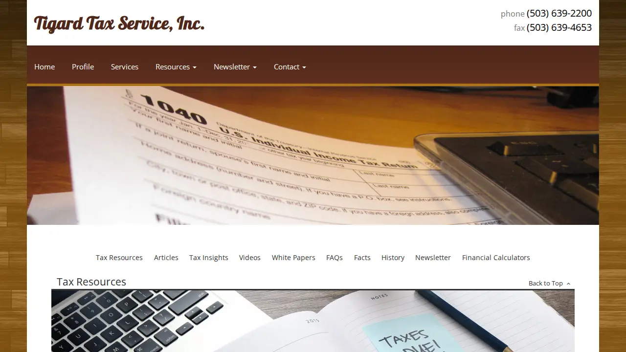 Tigard Tax page