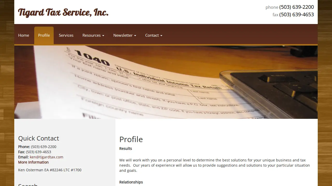 Tigard Tax page