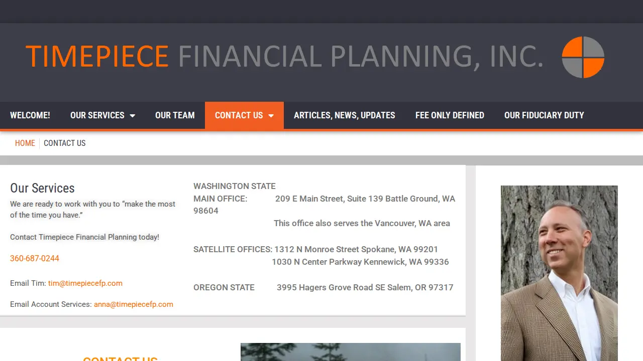 Timepiece Financial Planning page