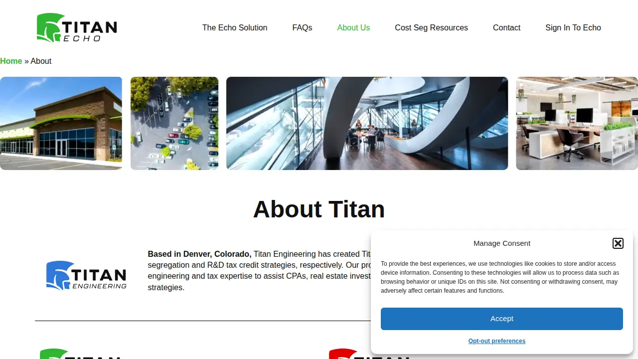 Titan Echo - Cost Segregation Software page