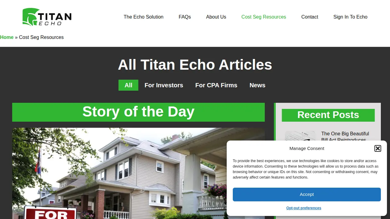 Titan Echo - Cost Segregation Software page