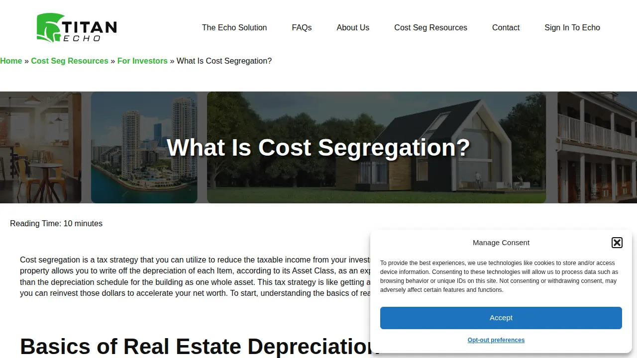 Titan Echo - Cost Segregation Software page