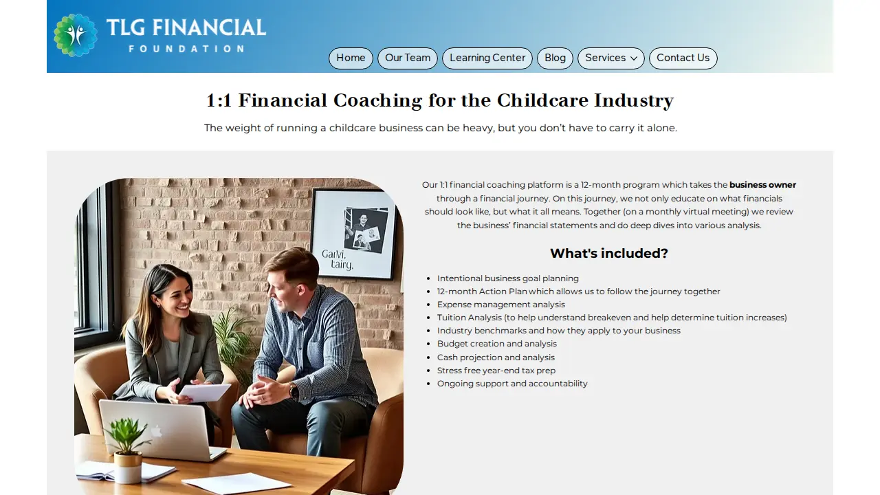 TLG Financial Foundation page
