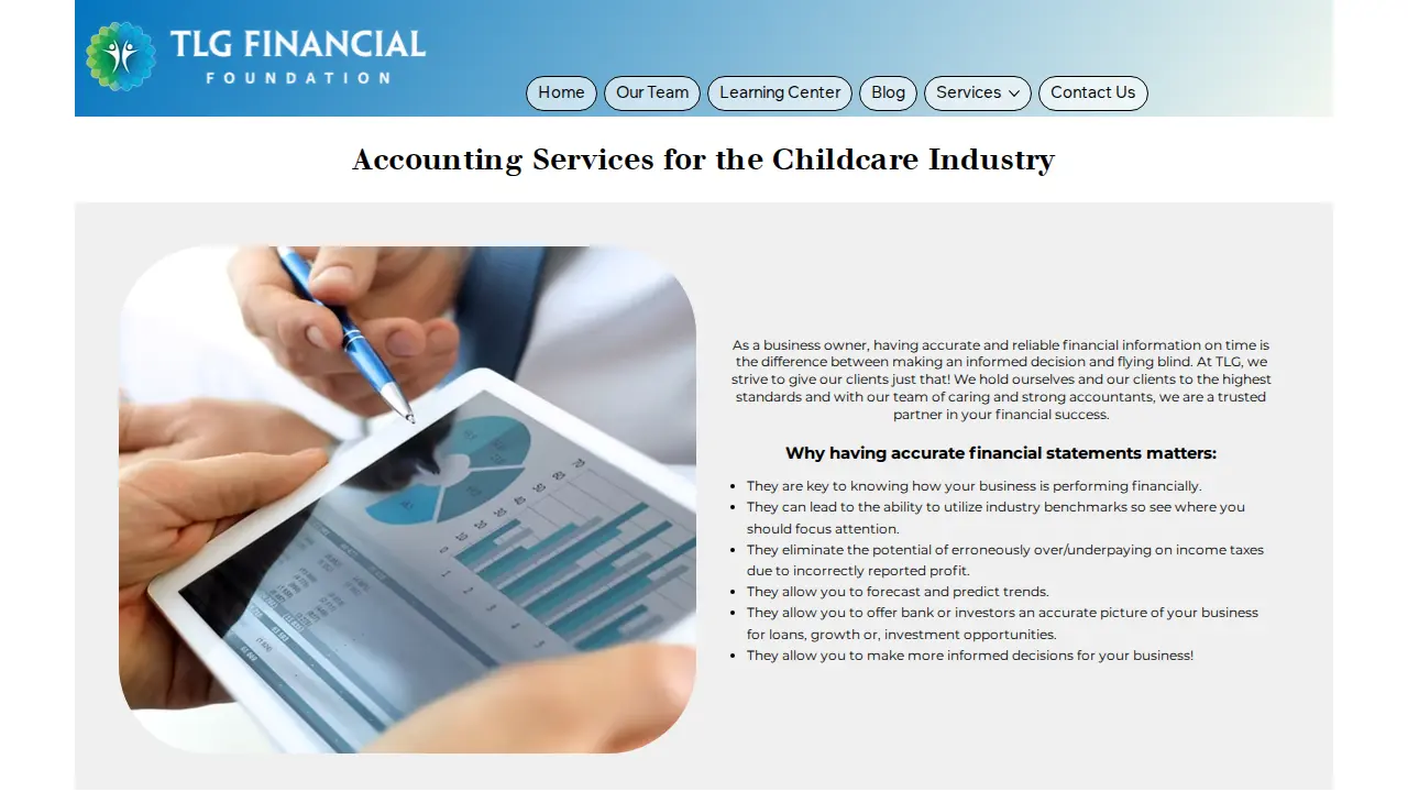 TLG Financial Foundation page