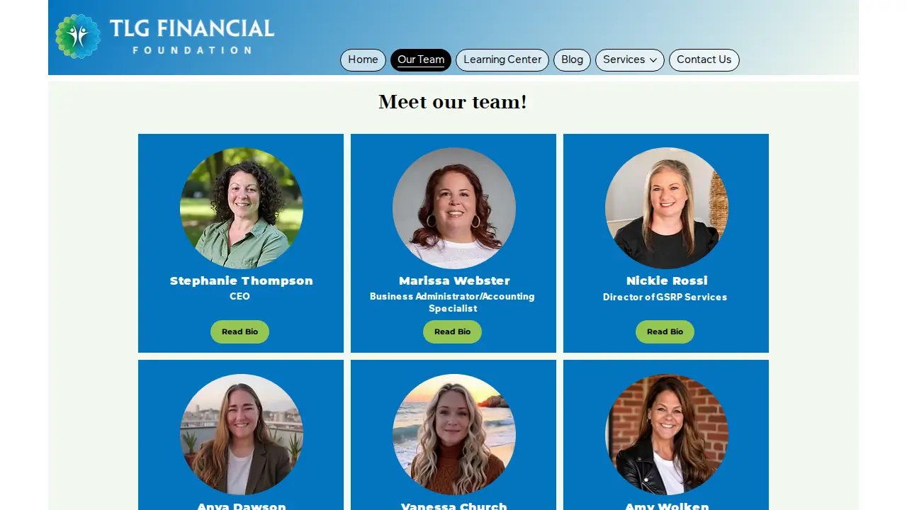 TLG Financial Foundation page