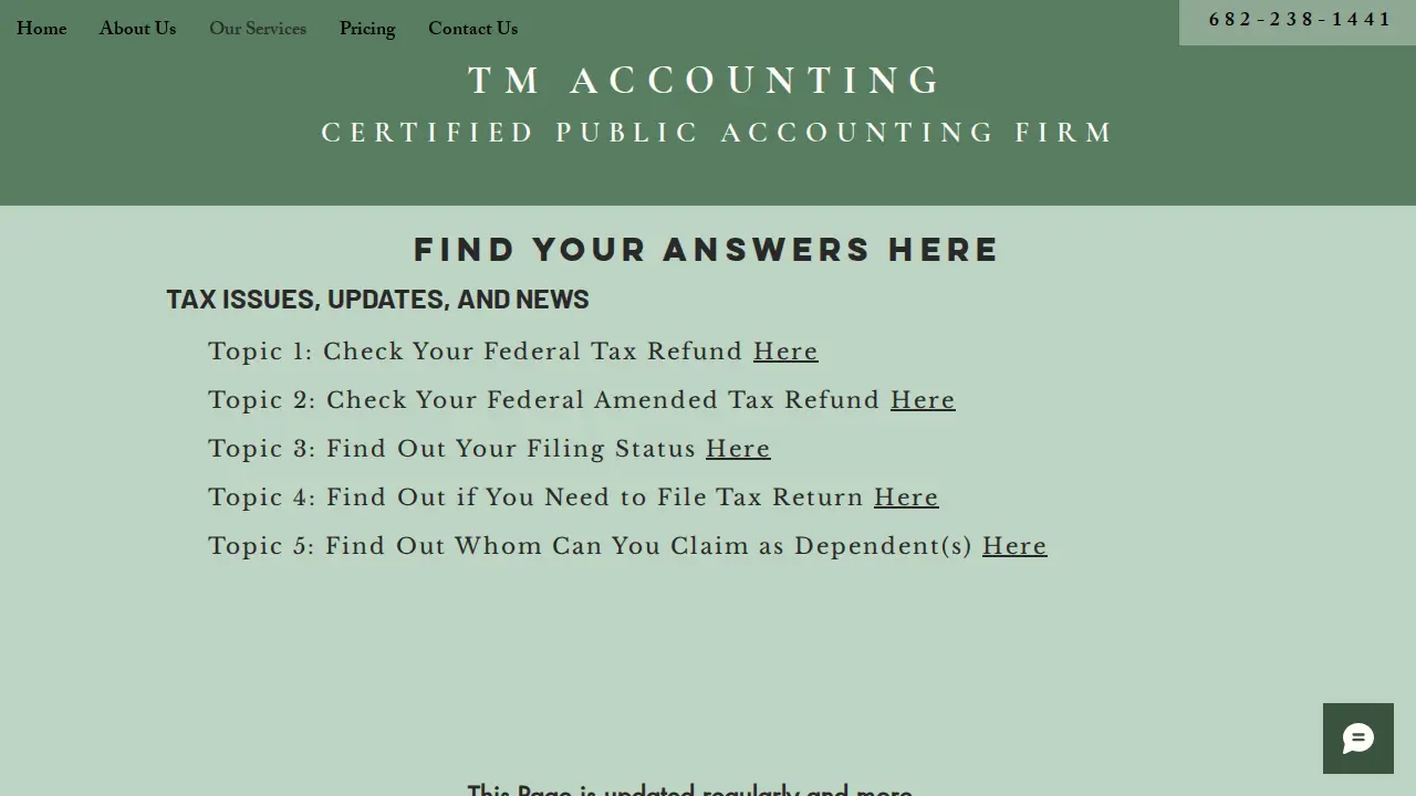 TM Accounting page