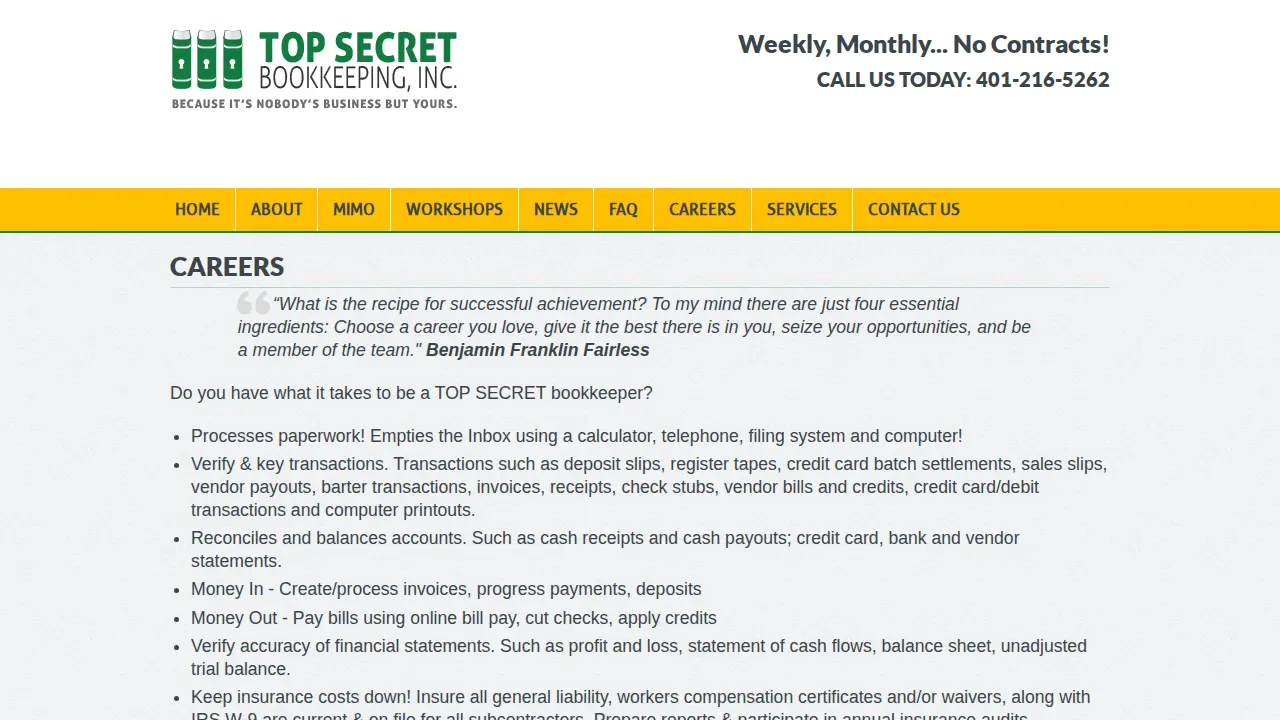 TOP SECRET Bookkeeping page