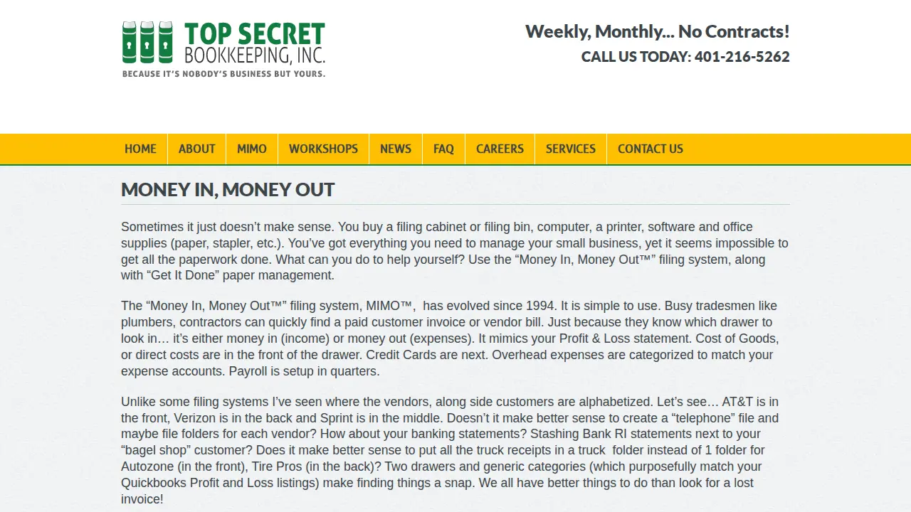 TOP SECRET Bookkeeping page