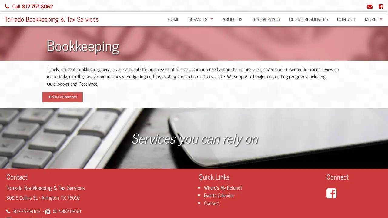 Torrado Bookkeeping and Tax Services page