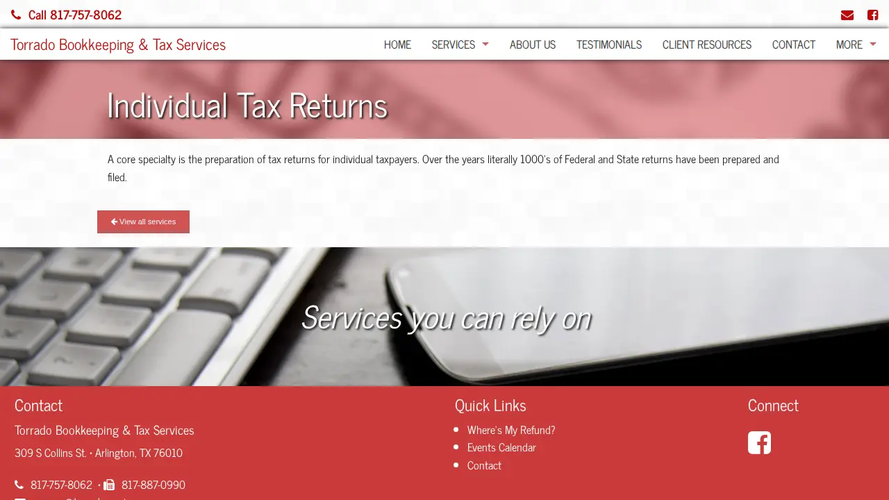 Torrado Bookkeeping and Tax Services page