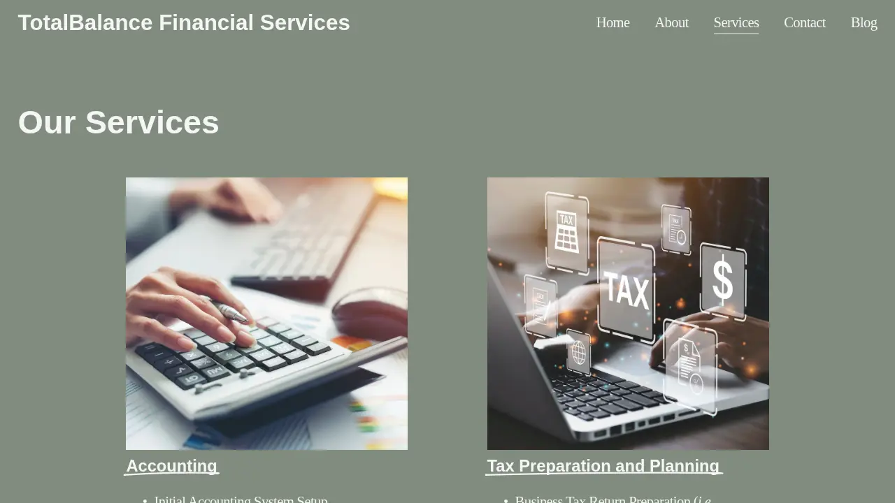 TotalBalance Financial Services page