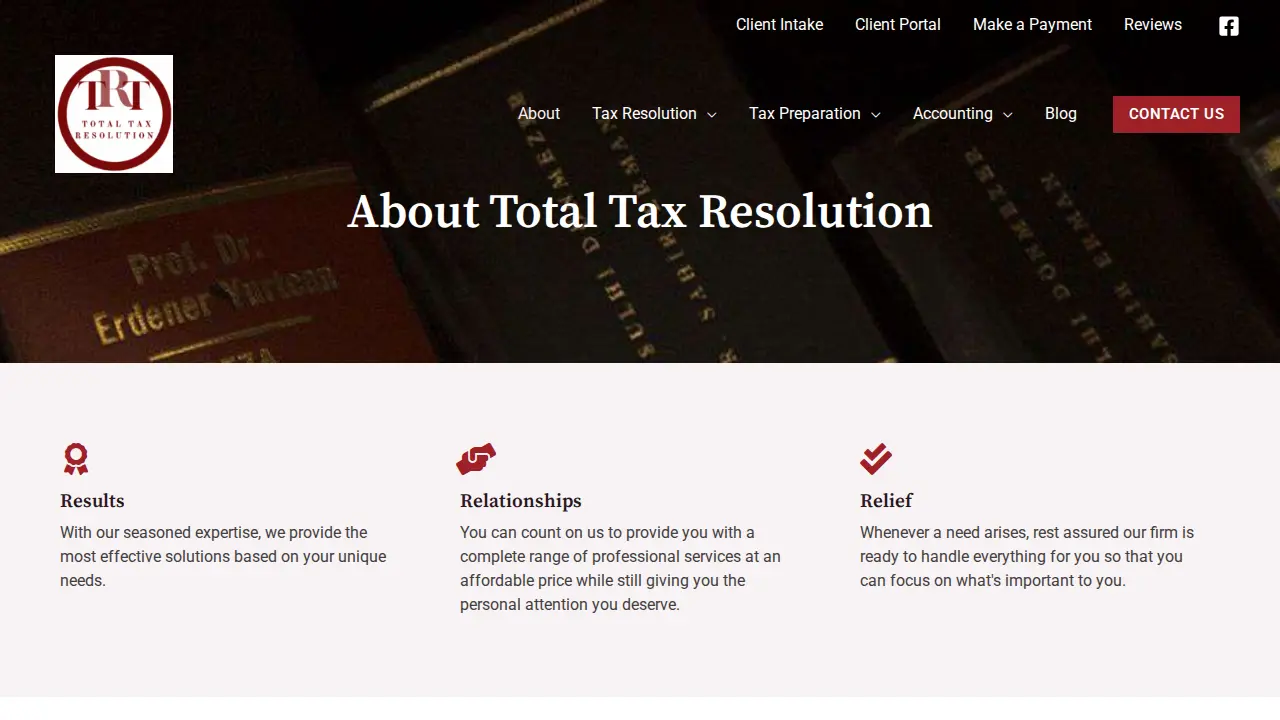 Total Tax Resolution page
