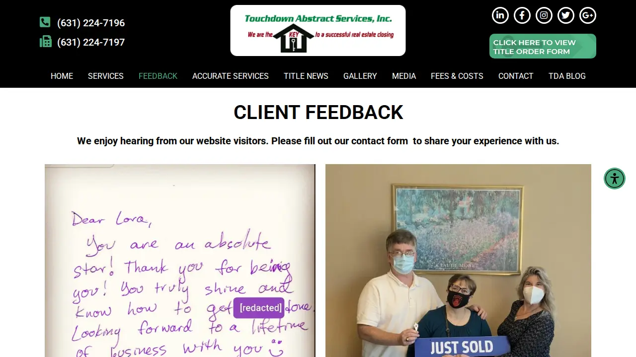 Touchdown Abstract Services Inc page