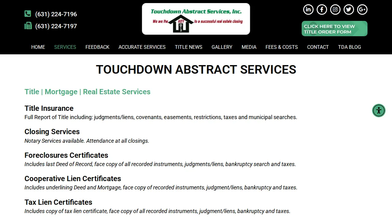 Touchdown Abstract Services Inc page