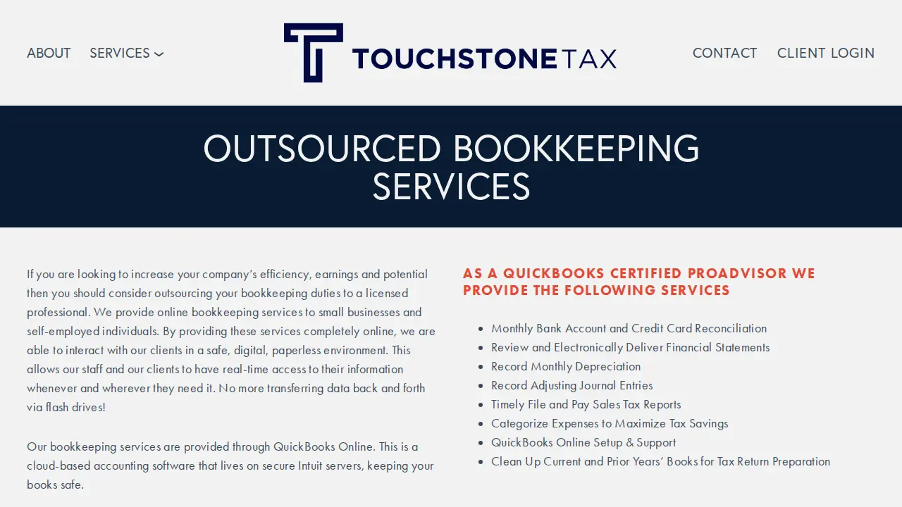 Touchstone Tax Services page