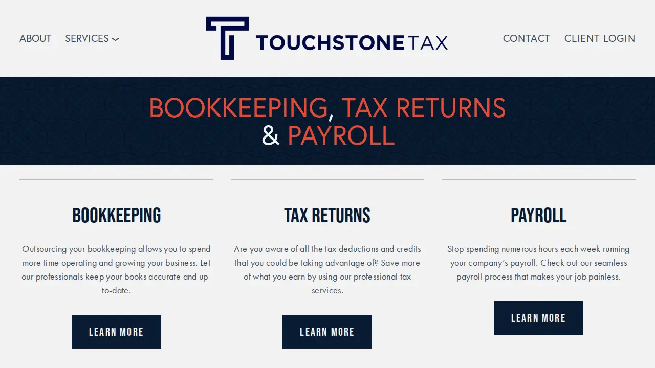 Touchstone Tax Services page
