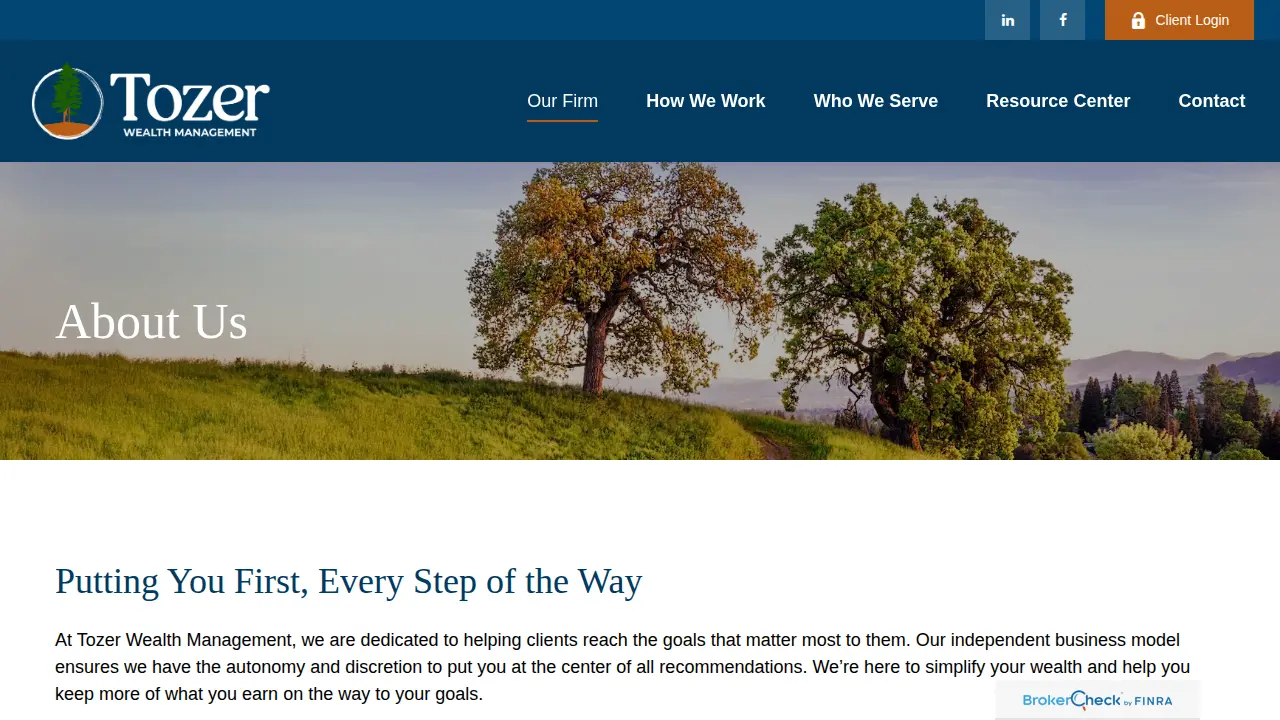 Tozer Wealth Management page